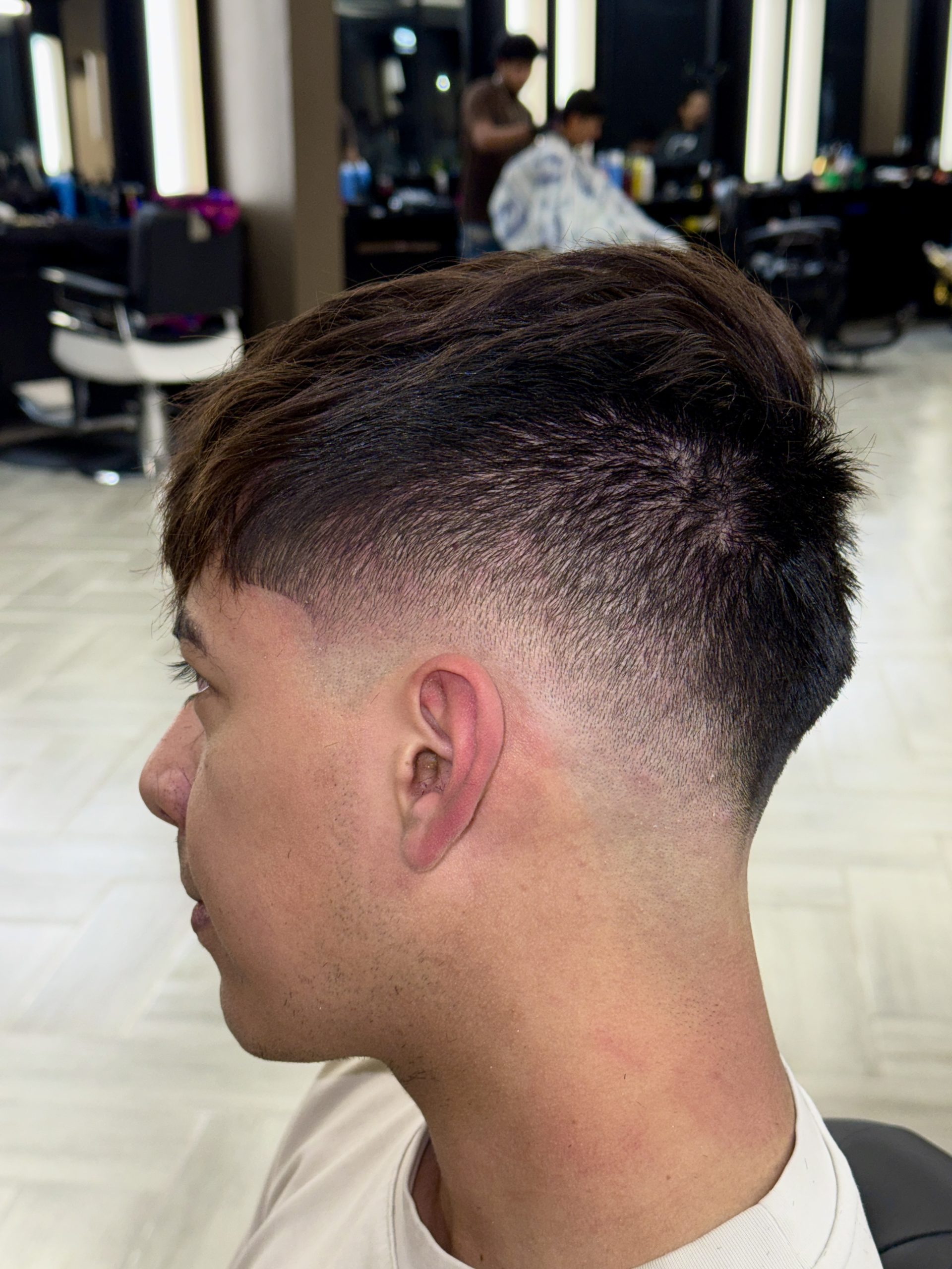 Mid-fade haircut result